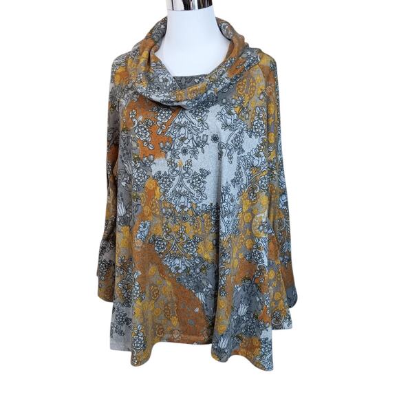 FIG & FLOWER Artsy Cowl Neck Top Blouse Plus 2X SOFT Flare Sleeves Comfort Fall - Picture 10 of 11